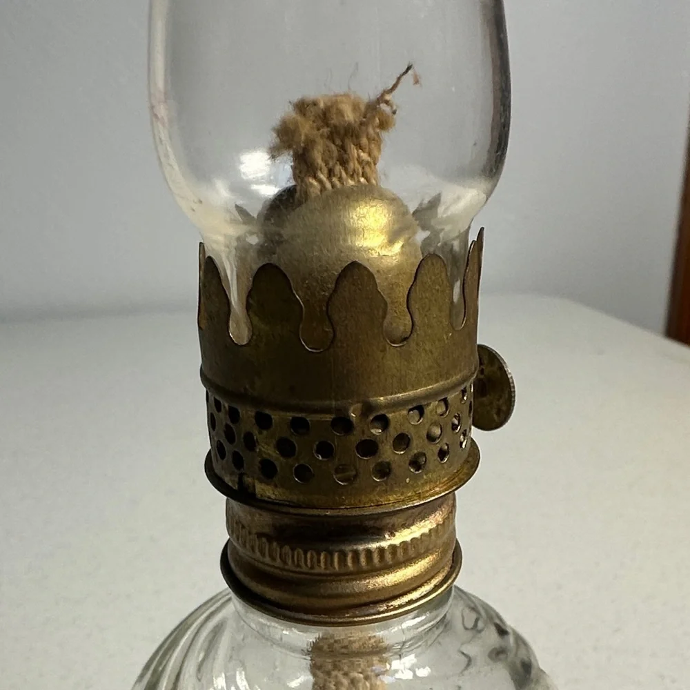 Vintage-Inspired Glass Lantern with Brass Accents